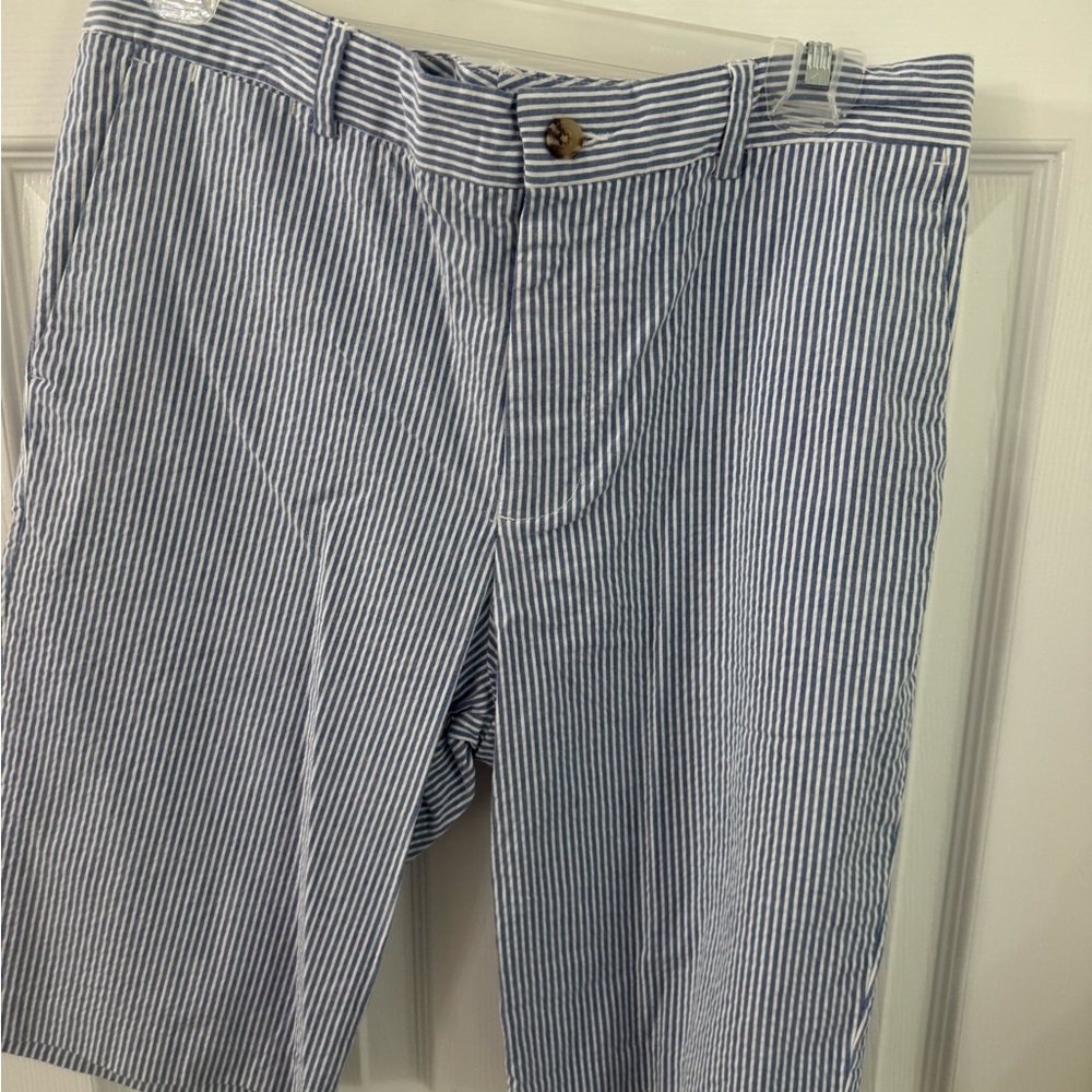 Polo by Ralph Lauren Blue and White Striped Flat Front Shorts